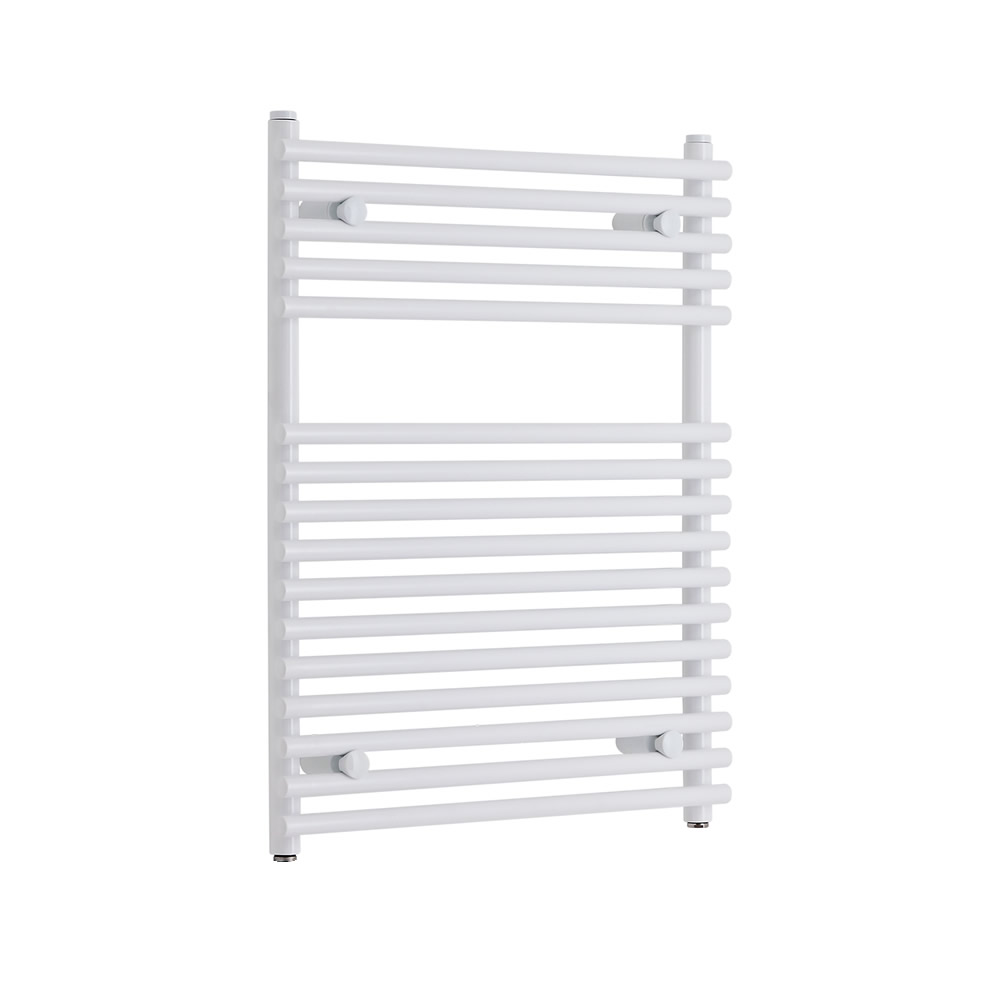 Kudox Harrogate - White Flat Bar on Bar Heated Towel Rail - 750mm x 600mm