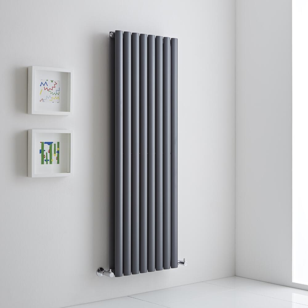 Milano Aruba Aiko - Anthracite Space-Saving Vertical Designer Radiator 1400mm x 472mm (Double Panel)