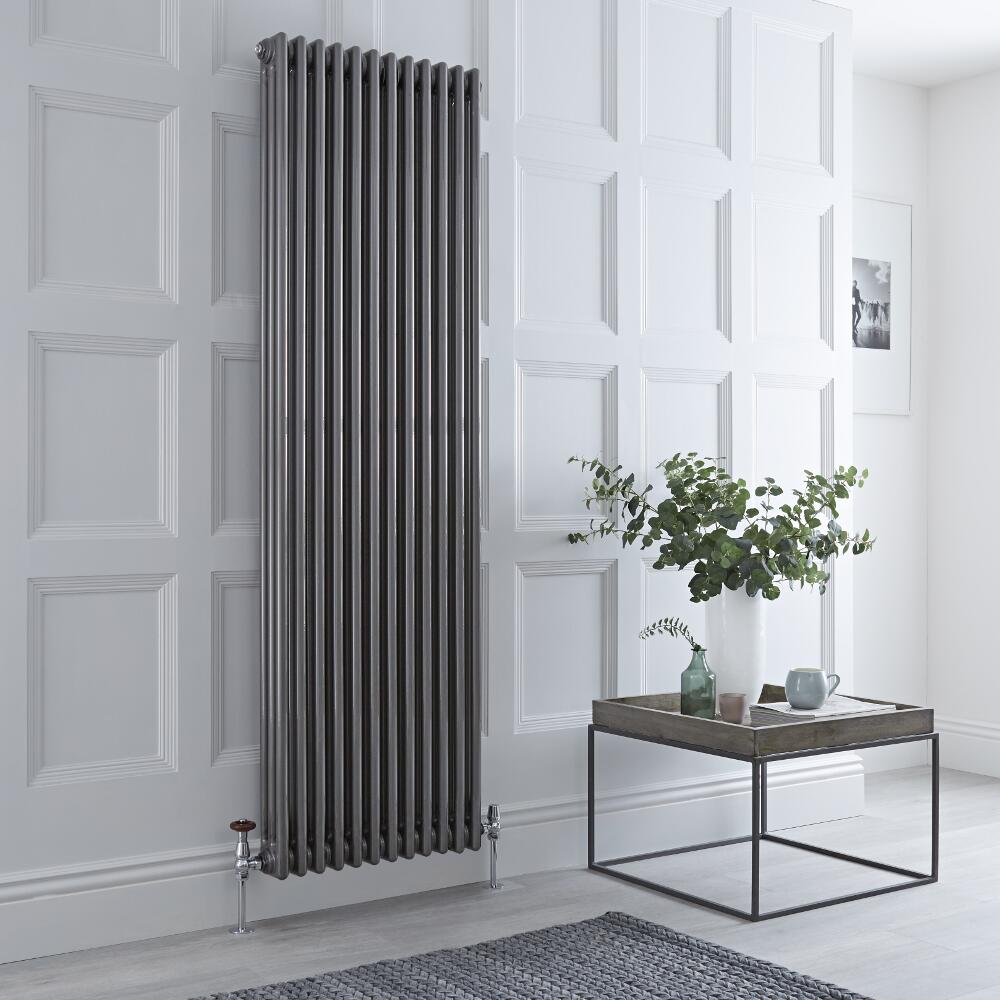 Milano Windsor - Vertical Triple Column Lacquered Raw Metal Traditional Cast Iron Style Radiator - 1800mm x 560mm