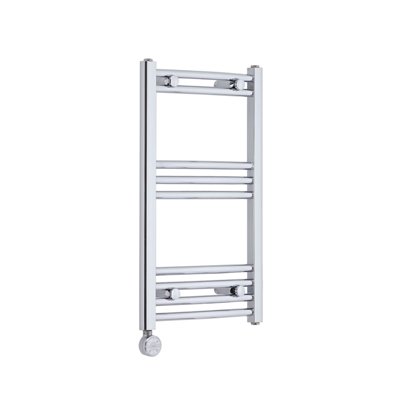 Milano Ribble Electric - Curved Chrome Heated Towel Rail 700mm x 400mm