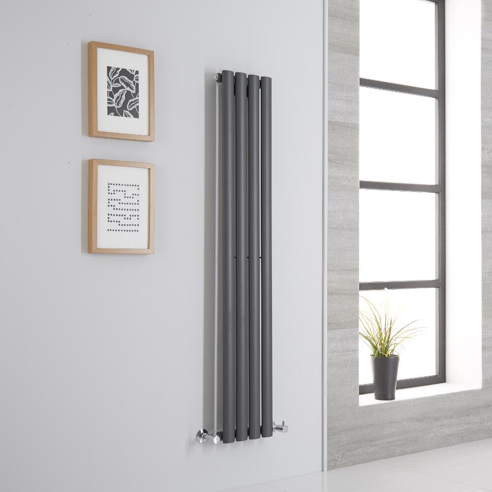Milano Aruba Aiko - Anthracite Space-Saving Vertical Designer Radiator 1400mm x 236mm (Single Panel)