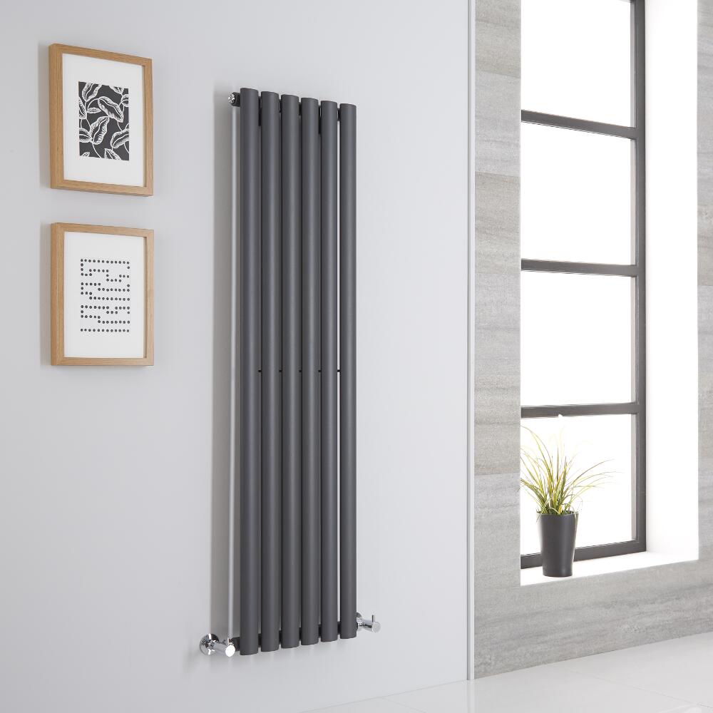 Milano Aruba - Anthracite Space-Saving Vertical Designer Radiator 1400mm x 354mm (Single Panel)