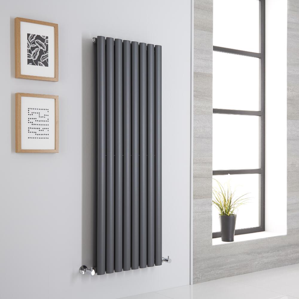 Milano Aruba Aiko - Anthracite Space-Saving Vertical Designer Radiator 1400mm x 472mm (Double Panel)