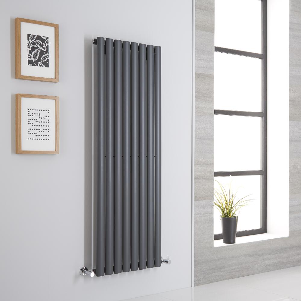 Milano Aruba Aiko - Anthracite Space-Saving Vertical Designer Radiator 1400mm x 472mm (Single Panel)