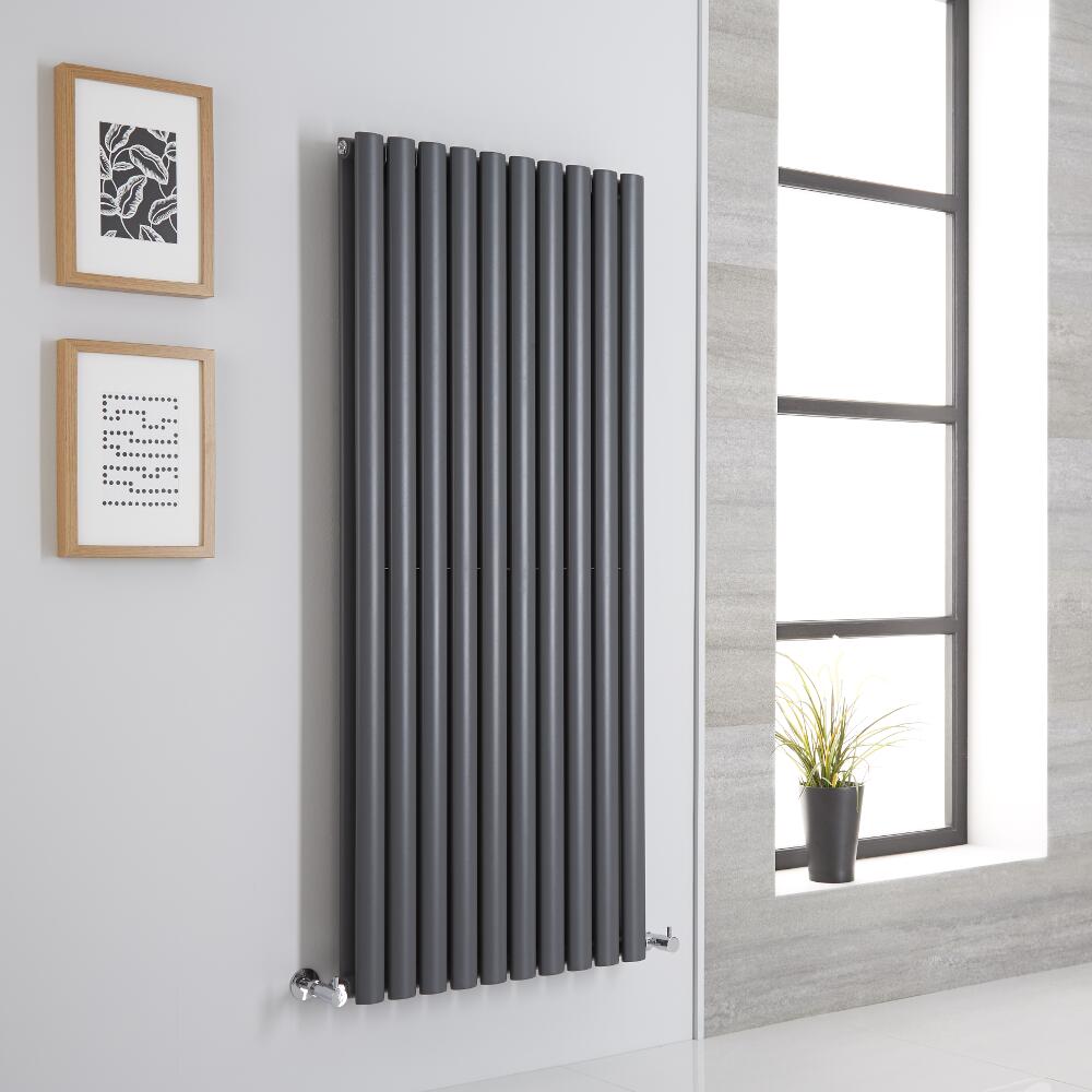 Milano Aruba - Anthracite Space-Saving Vertical Designer Radiator 1400mm x 590mm (Double Panel)