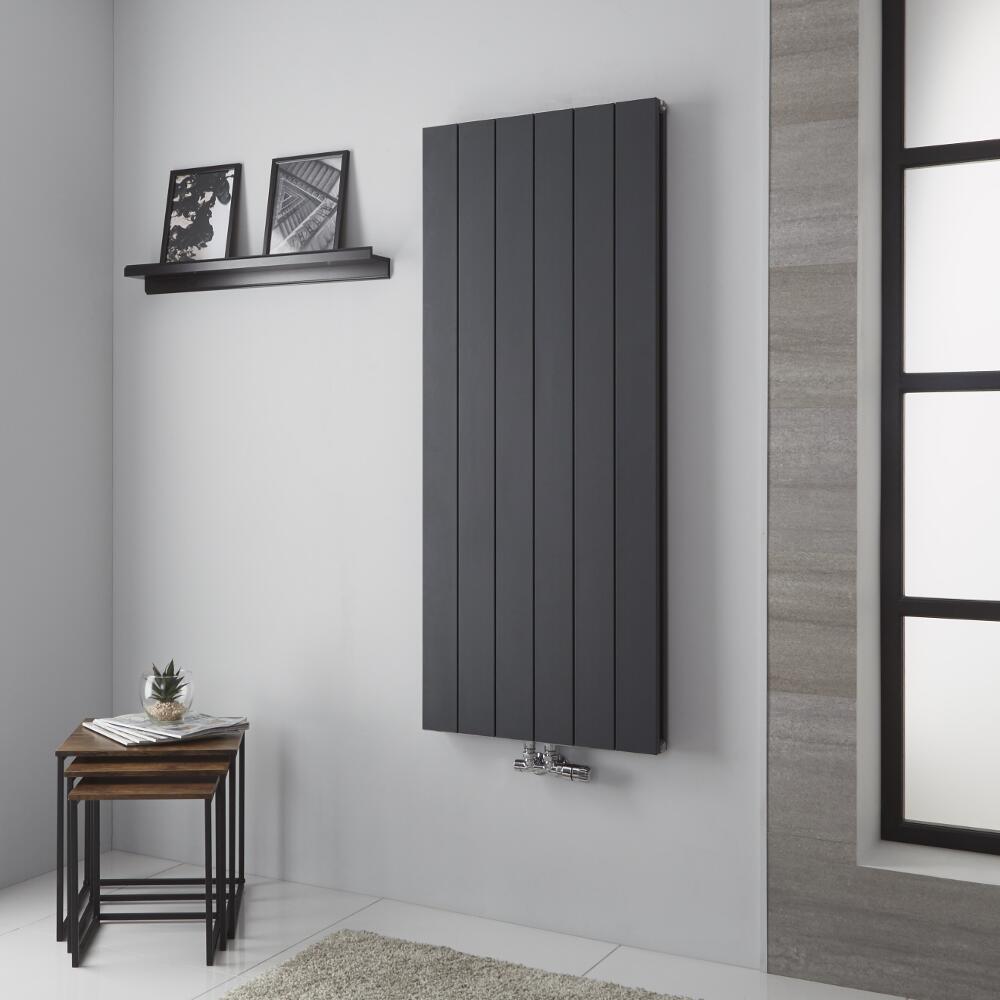 Milano Kit - Aluminium Double Radiator Anthracite - 1400mm x 565mm