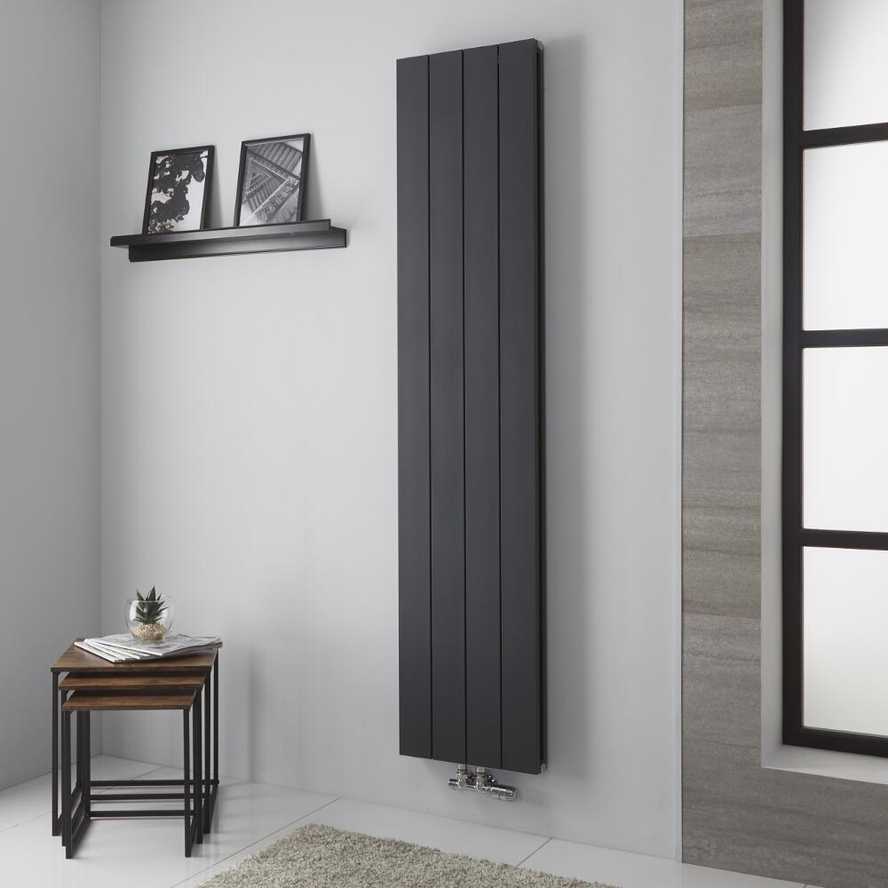 Milano Kit - Aluminium Double Radiator Anthracite - 1800mm x 375mm