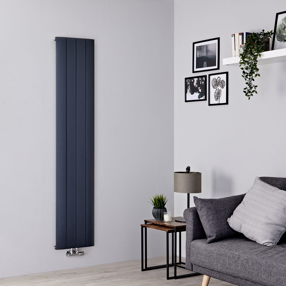 Milano Skye - Aluminium Anthracite Vertical Designer Radiator 1600mm x 375mm