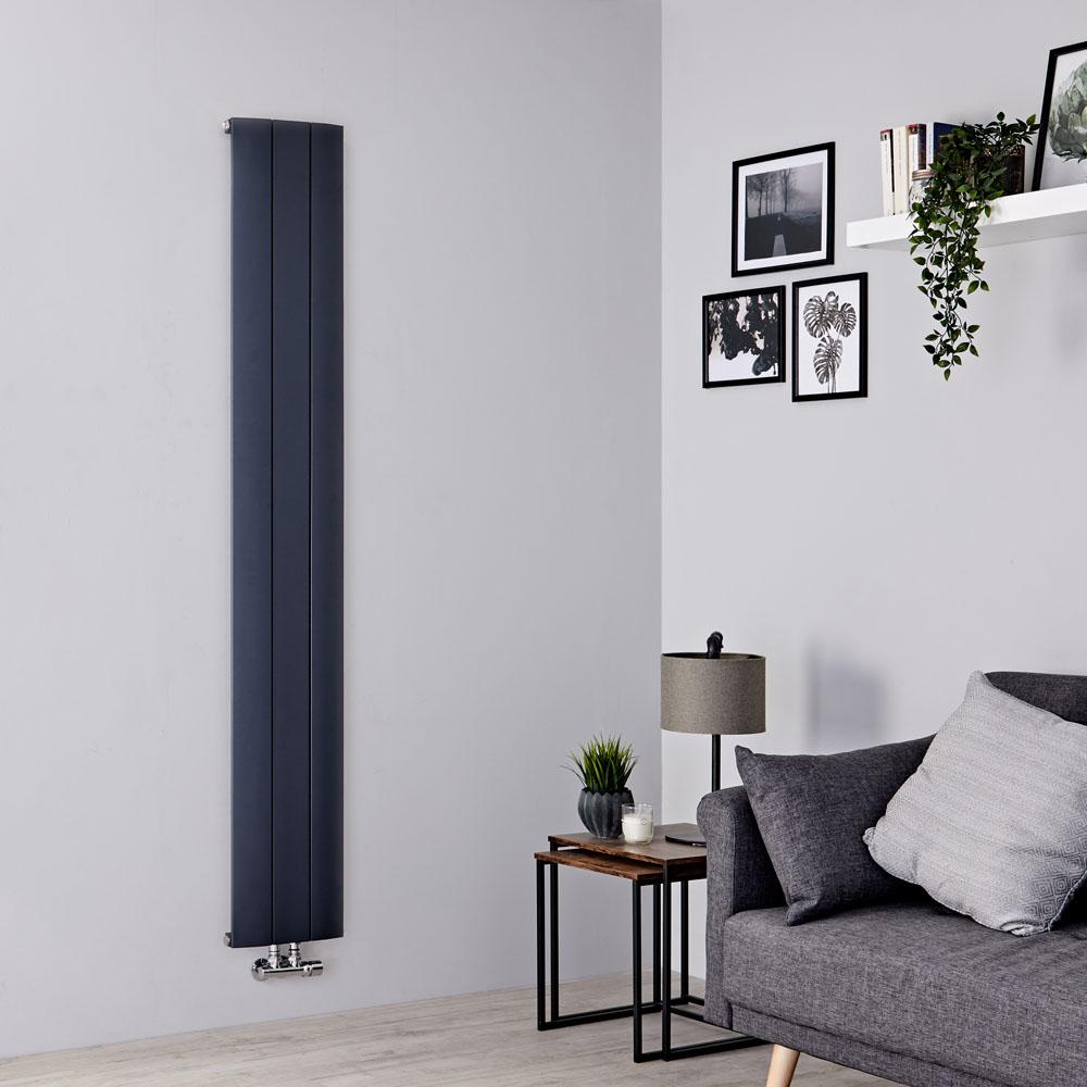 Milano Skye - Aluminium Anthracite Vertical Designer Radiator 1800mm x 280mm