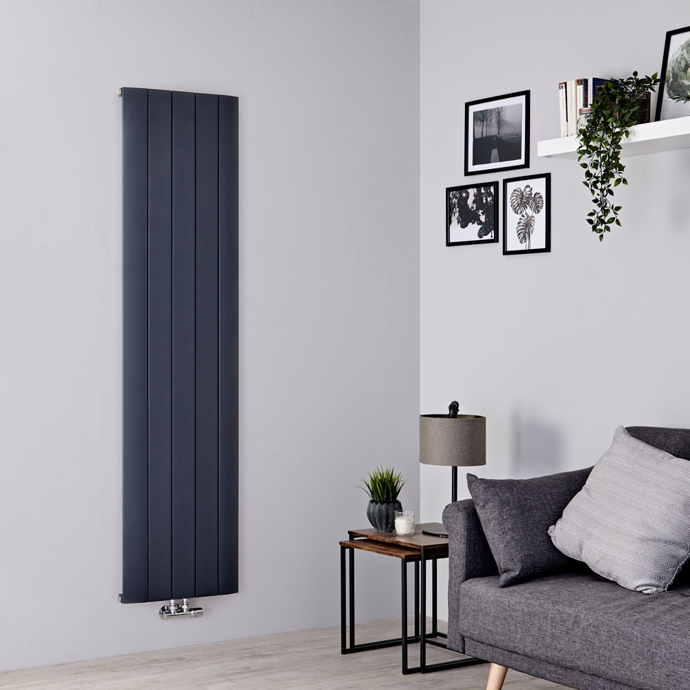 Milano Skye - Aluminium Anthracite Vertical Designer Radiator 1800mm x 470mm