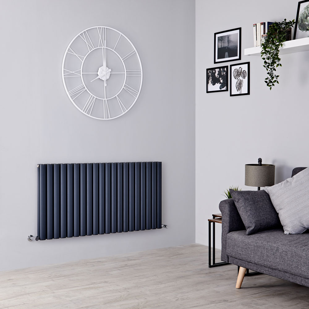 Milano Aruba Ayre - Aluminium Anthracite Horizontal Designer Radiator 600mm x 1190mm (Double Panel)