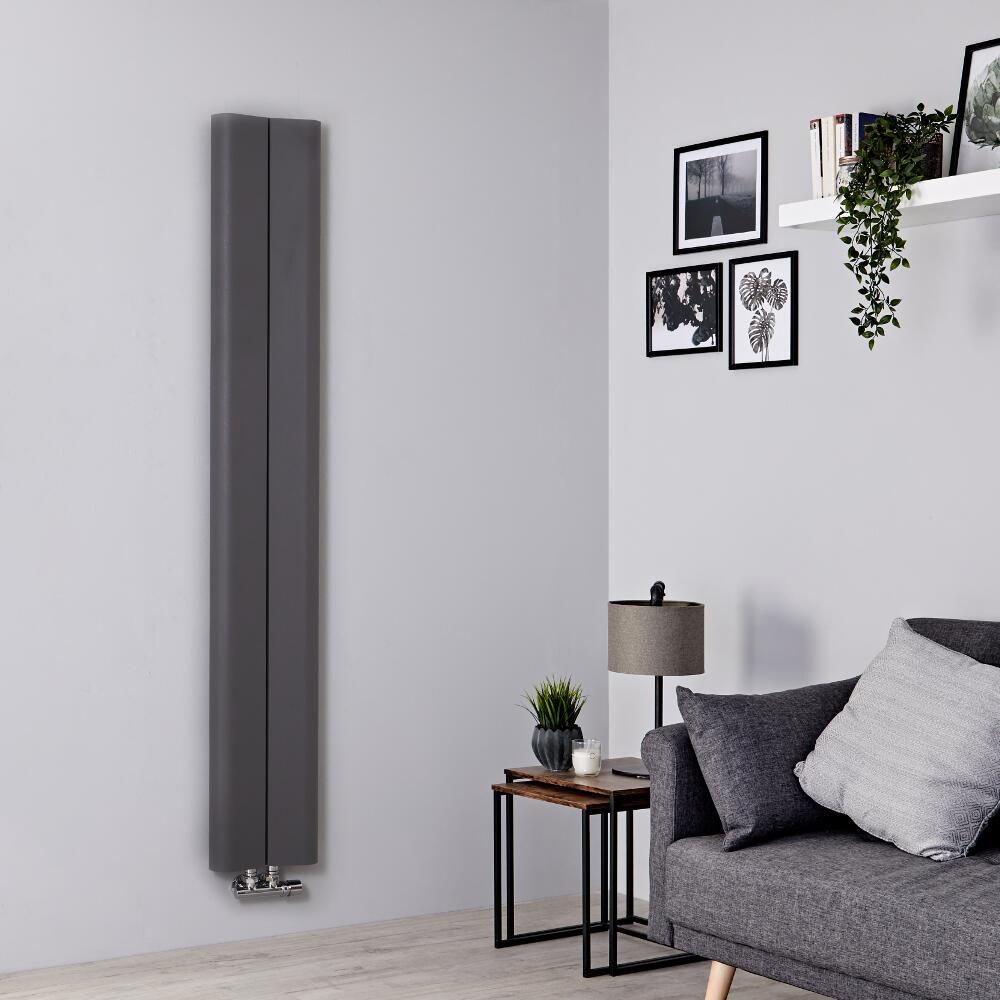 Milano Solis - Light Grey Vertical Aluminium Designer Radiator 1600mm x 245mm