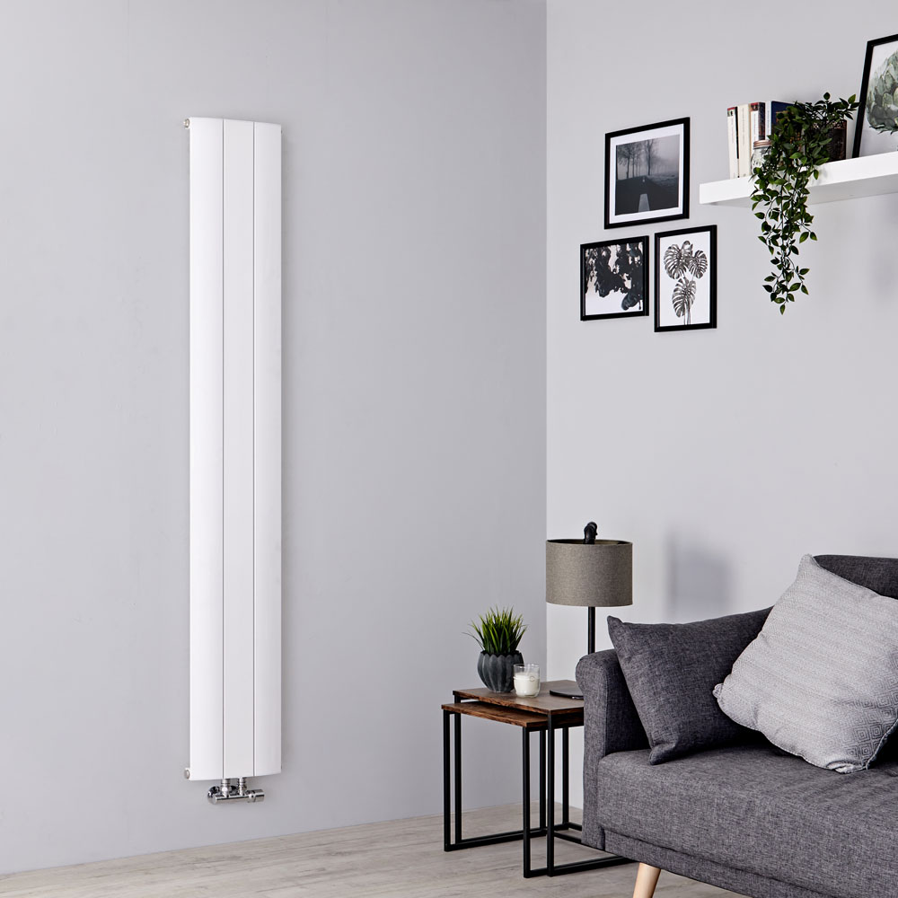 Milano Skye - Aluminium White Vertical Designer Radiator 1600mm x 280mm