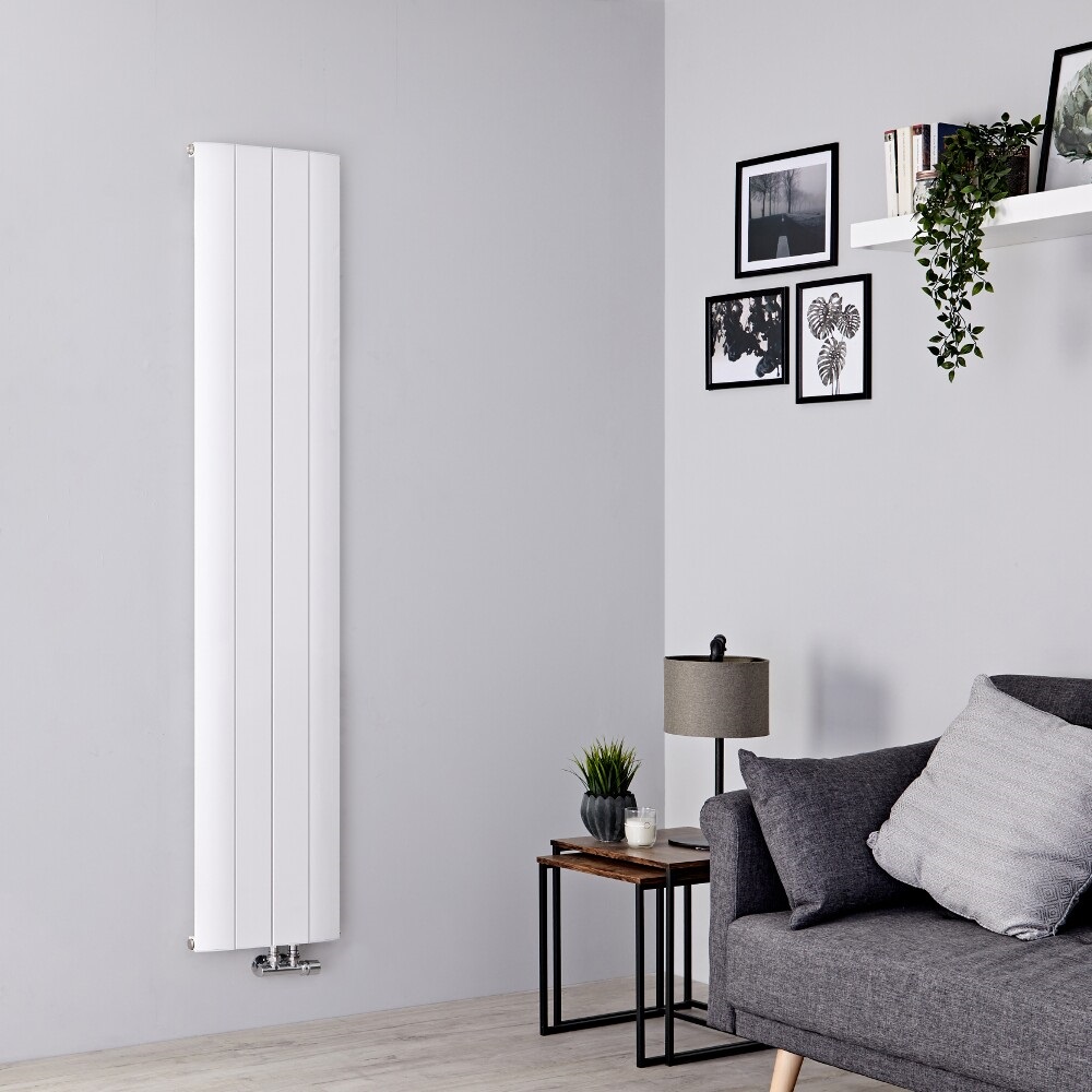 Milano Skye - Aluminium White Vertical Designer Radiator 1600mm x 375mm