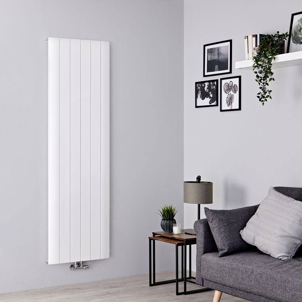 Milano Skye - Aluminium White Vertical Designer Radiator 1800mm x 565mm