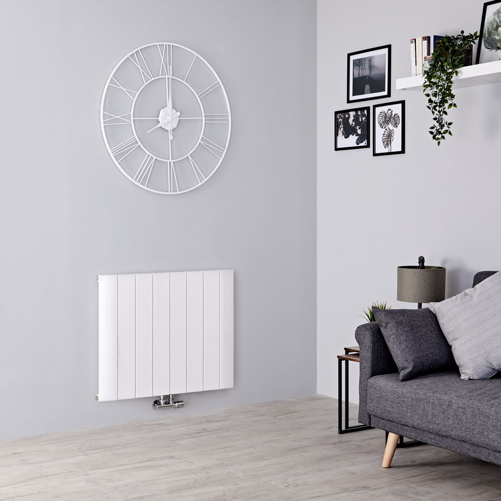 Milano Skye - Aluminium White Horizontal Designer Radiator 600mm x 755mm