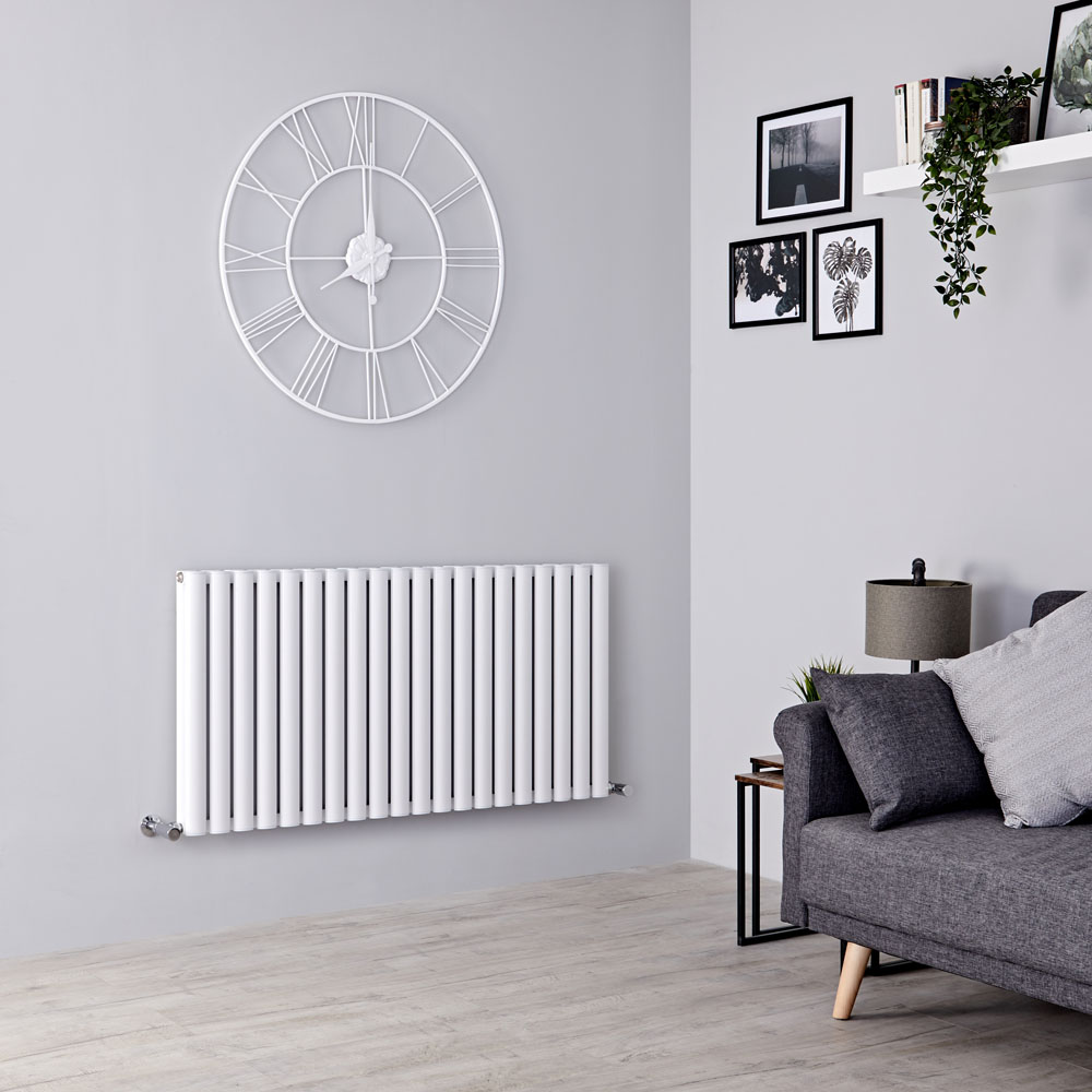 Milano Aruba Ayre - Aluminium White Horizontal Designer Radiator 600mm x 1190mm (Double Panel)