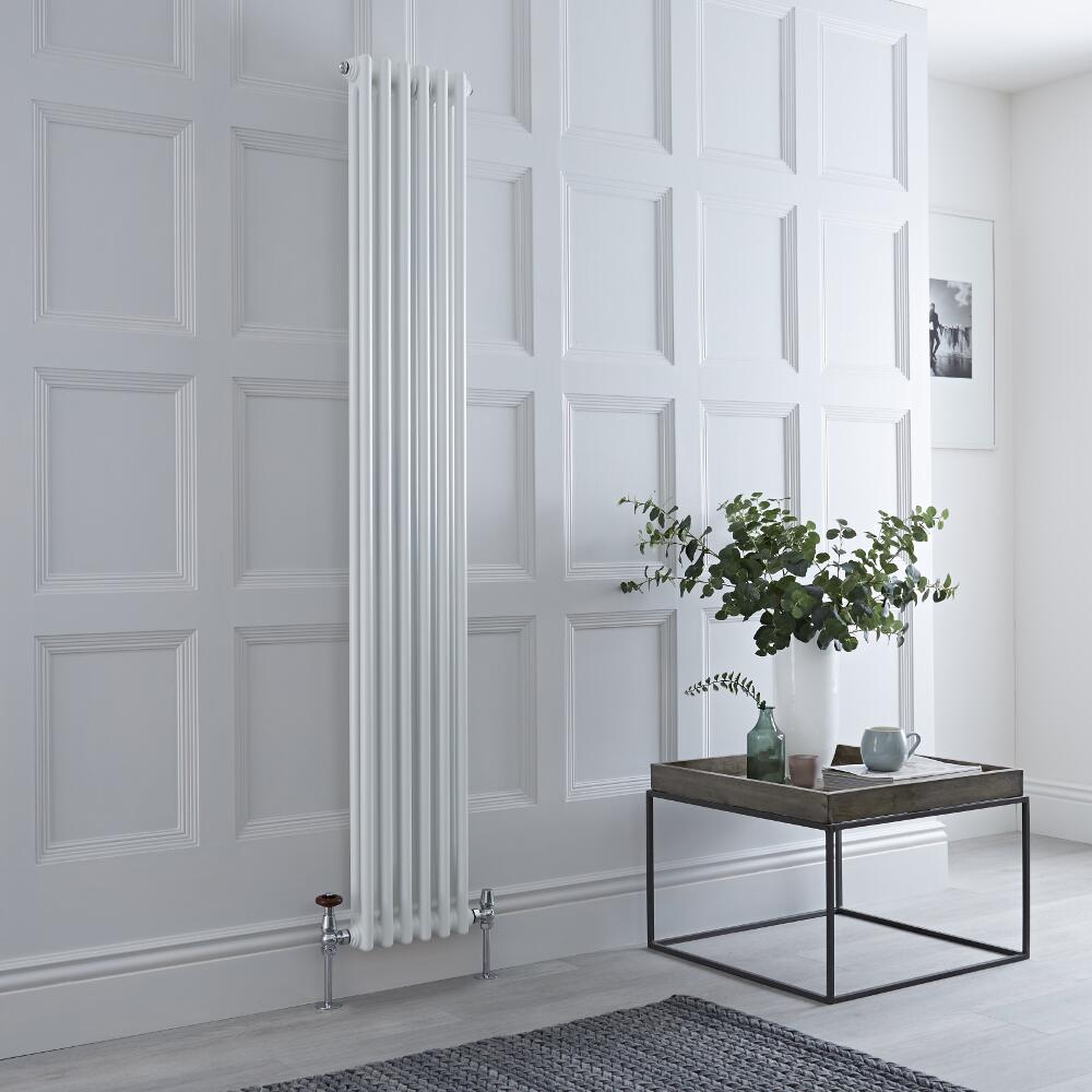Milano Windsor - Vertical Double Column White Traditional Cast Iron Style Radiator - 1800mm x 290mm