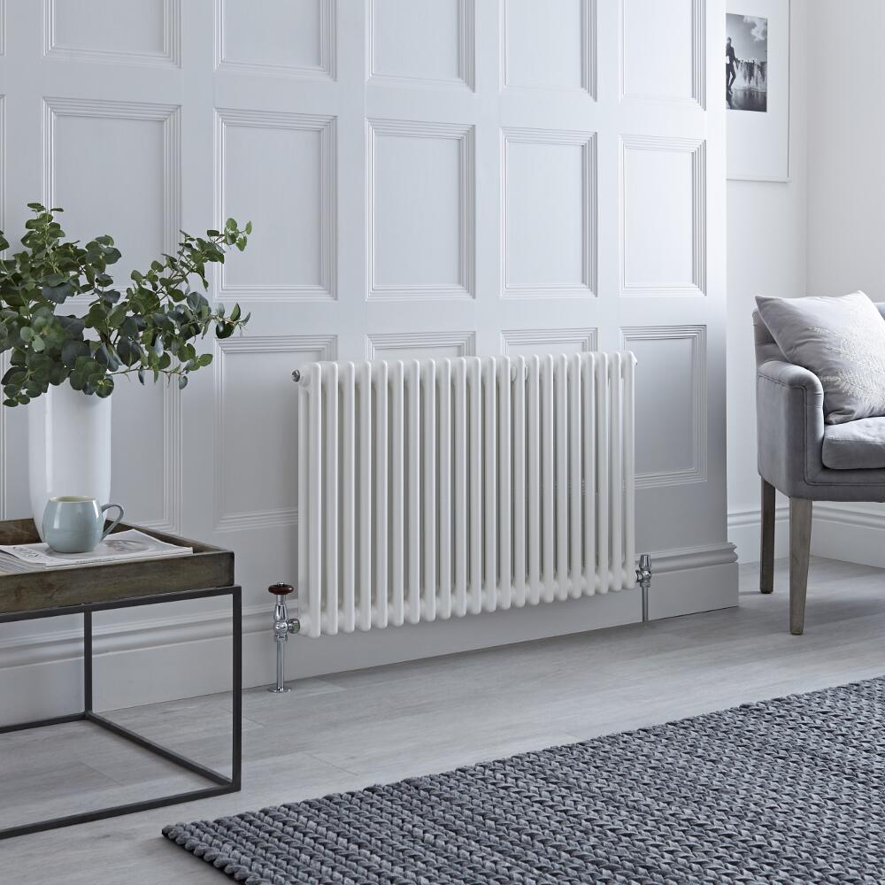 Milano Windsor - Horizontal Double Column White Traditional Cast Iron Style Radiator - 600mm x 1010mm