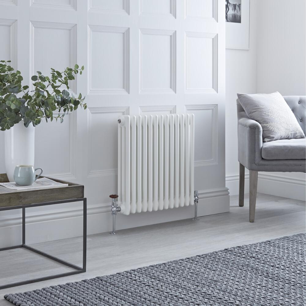 Milano Windsor - Horizontal Triple Column White Traditional Cast Iron Style Radiator - 600mm x 605mm