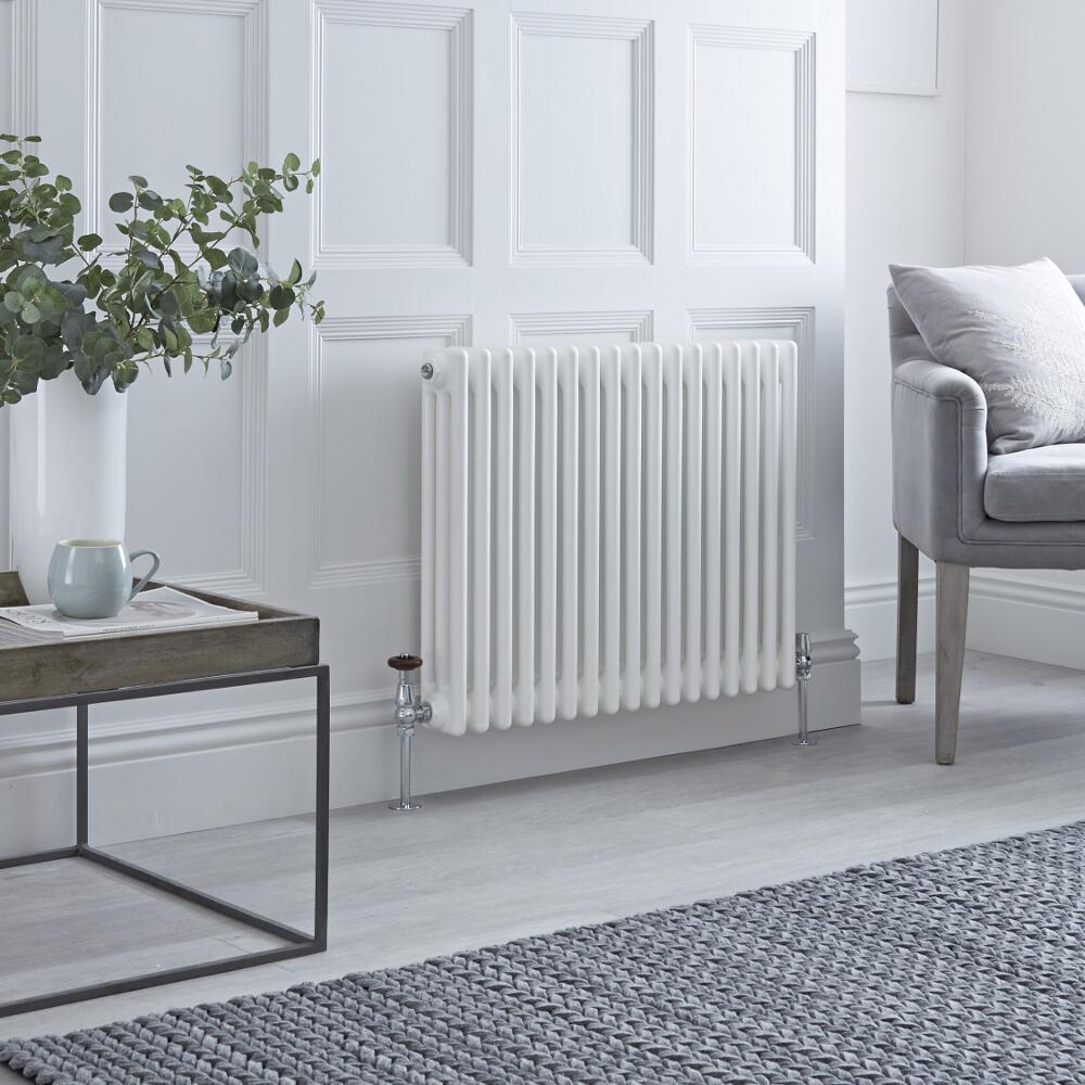 Milano Windsor - Horizontal Triple Column White Traditional Cast Iron Style Radiator - 600mm x 785mm