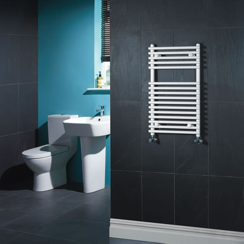 Kudox - Flat White Bar on Bar Heated Towel Rail 750mm x 450mm