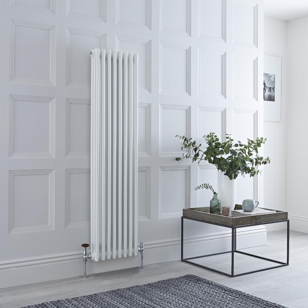 Milano Windsor - Vertical Triple Column White Traditional Cast Iron Style Radiator - 1500mm x 380mm