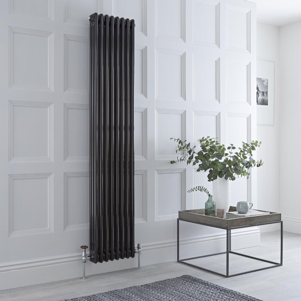 Milano Windsor - Vertical Triple Column Black Traditional Cast Iron Style Radiator - 1800mm x 380mm