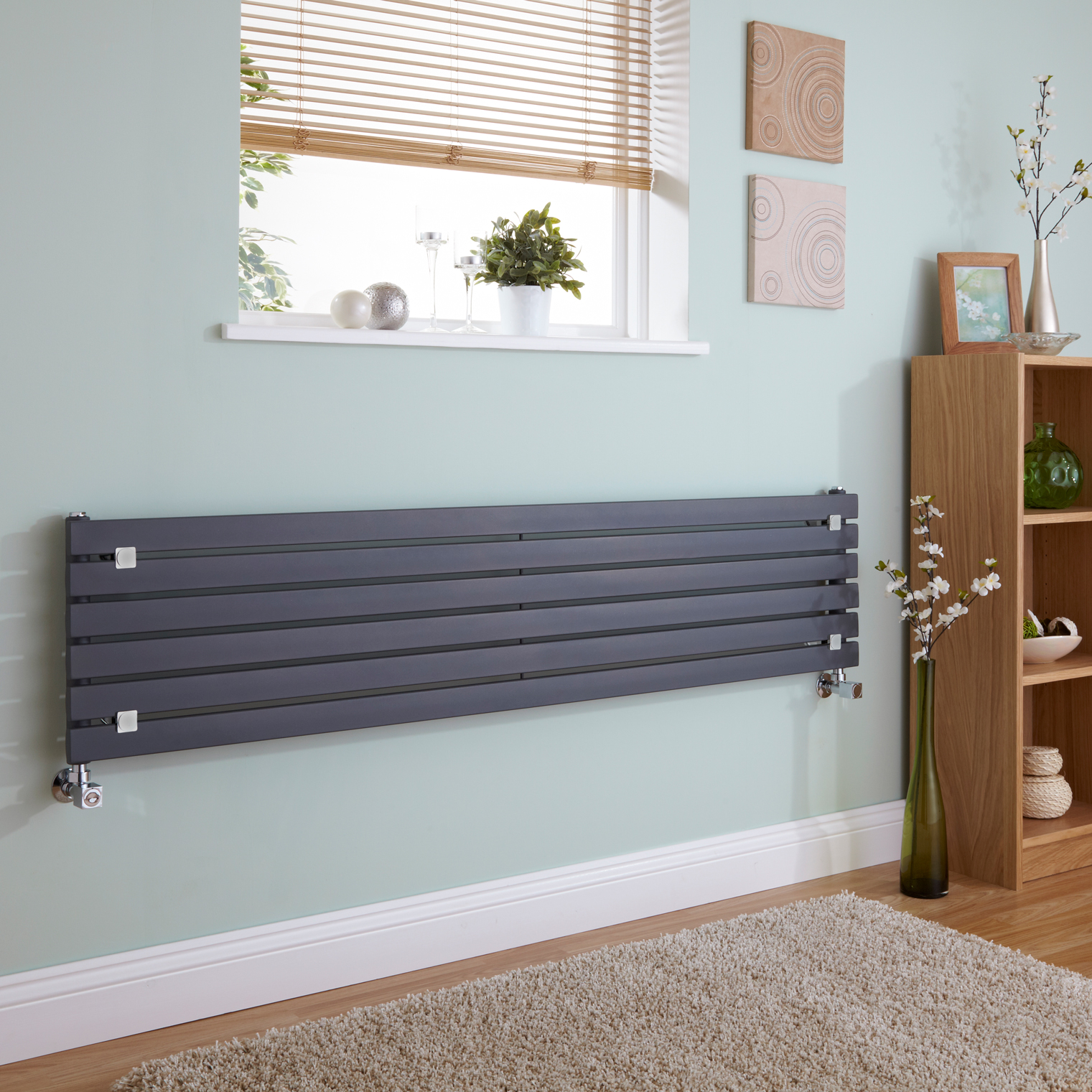 Milano Capri - Anthracite Horizontal Flat Panel Designer Radiator 354mm x 1600mm