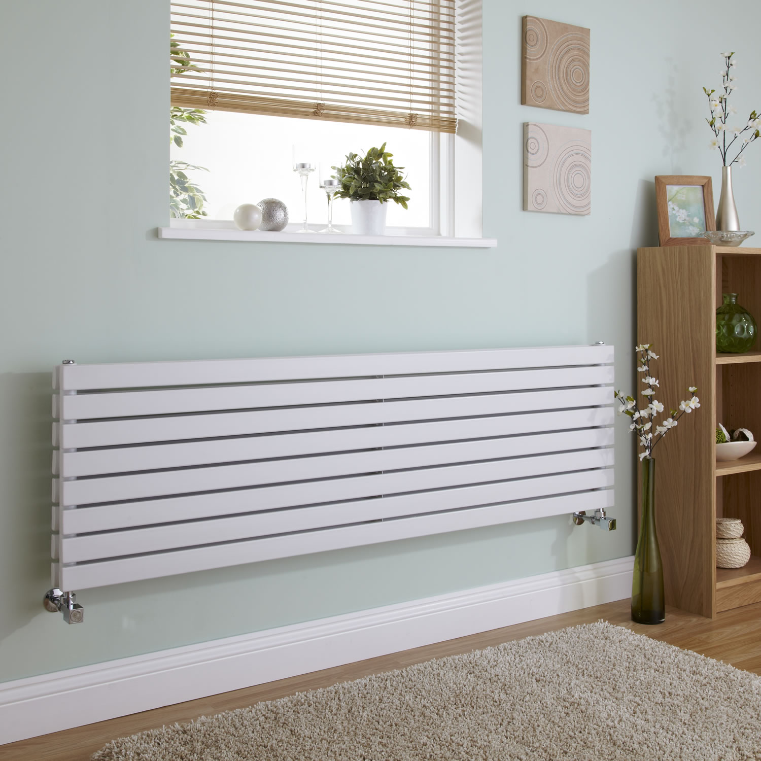 Milano Capri - White Horizontal Flat Panel Double Designer Radiator 472mm x 1600mm