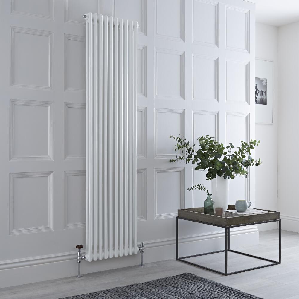 Milano Windsor - Vertical Double Column White Traditional Cast Iron Style Radiator - 1800mm x 470mm