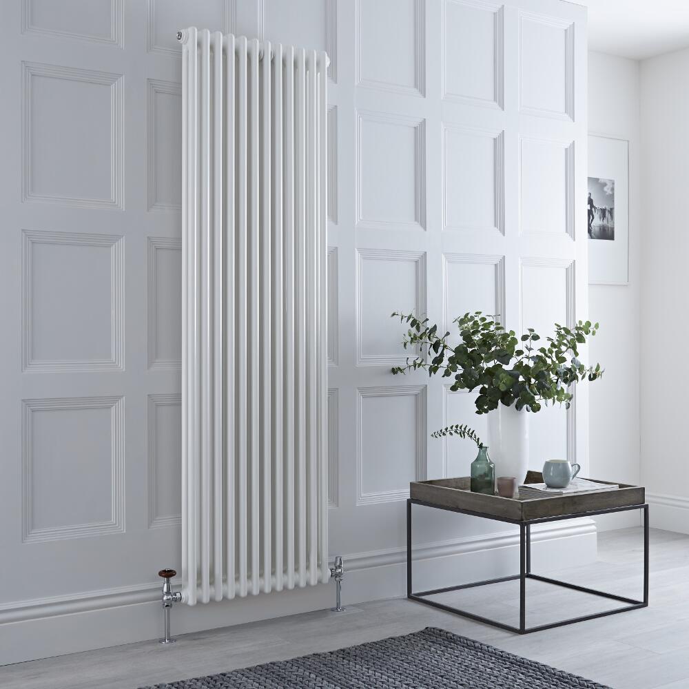 Milano Windsor - Vertical Double Column White Traditional Cast Iron Style Radiator - 1800mm x 560mm