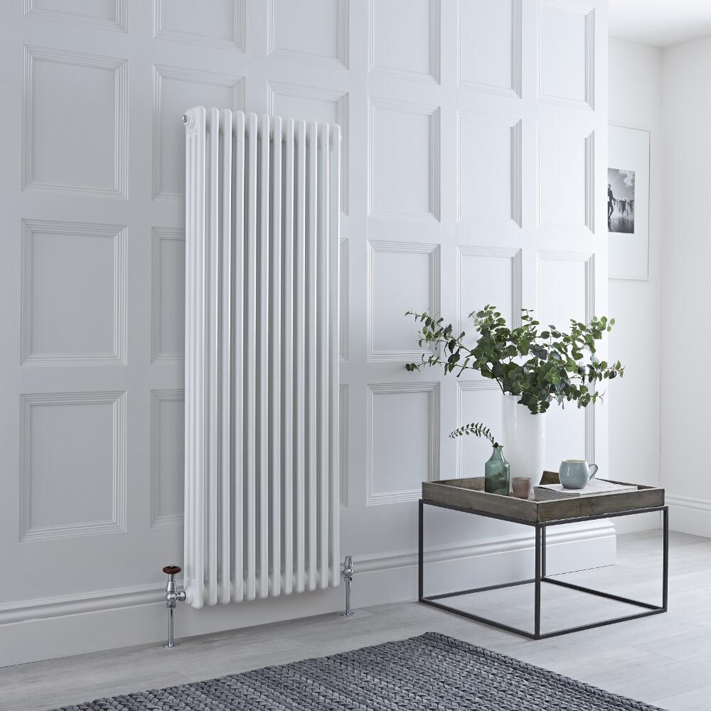 Milano Windsor - Vertical Triple Column White Traditional Cast Iron Style Radiator - 1500mm x 560mm