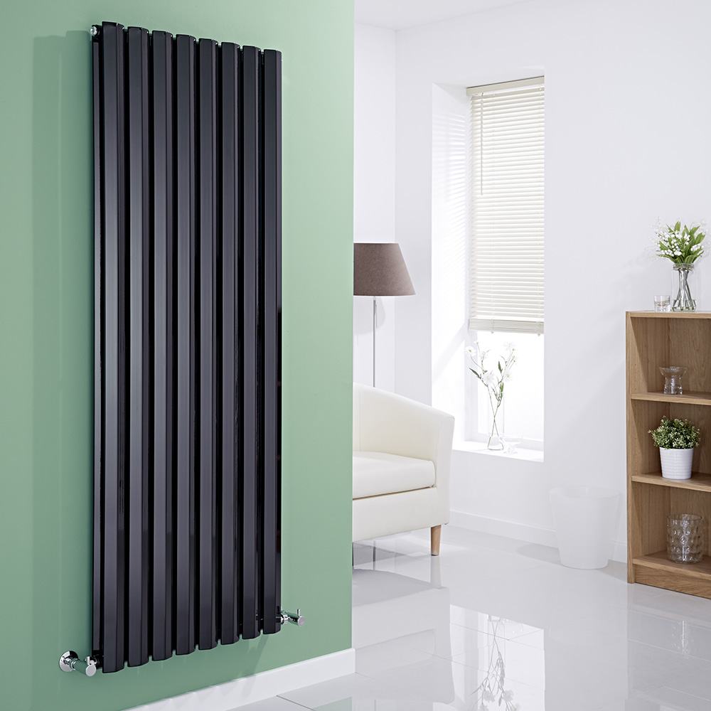 Milano Viti - Black Vertical Diamond Double Panel Designer Radiator 1600mm x 560mm