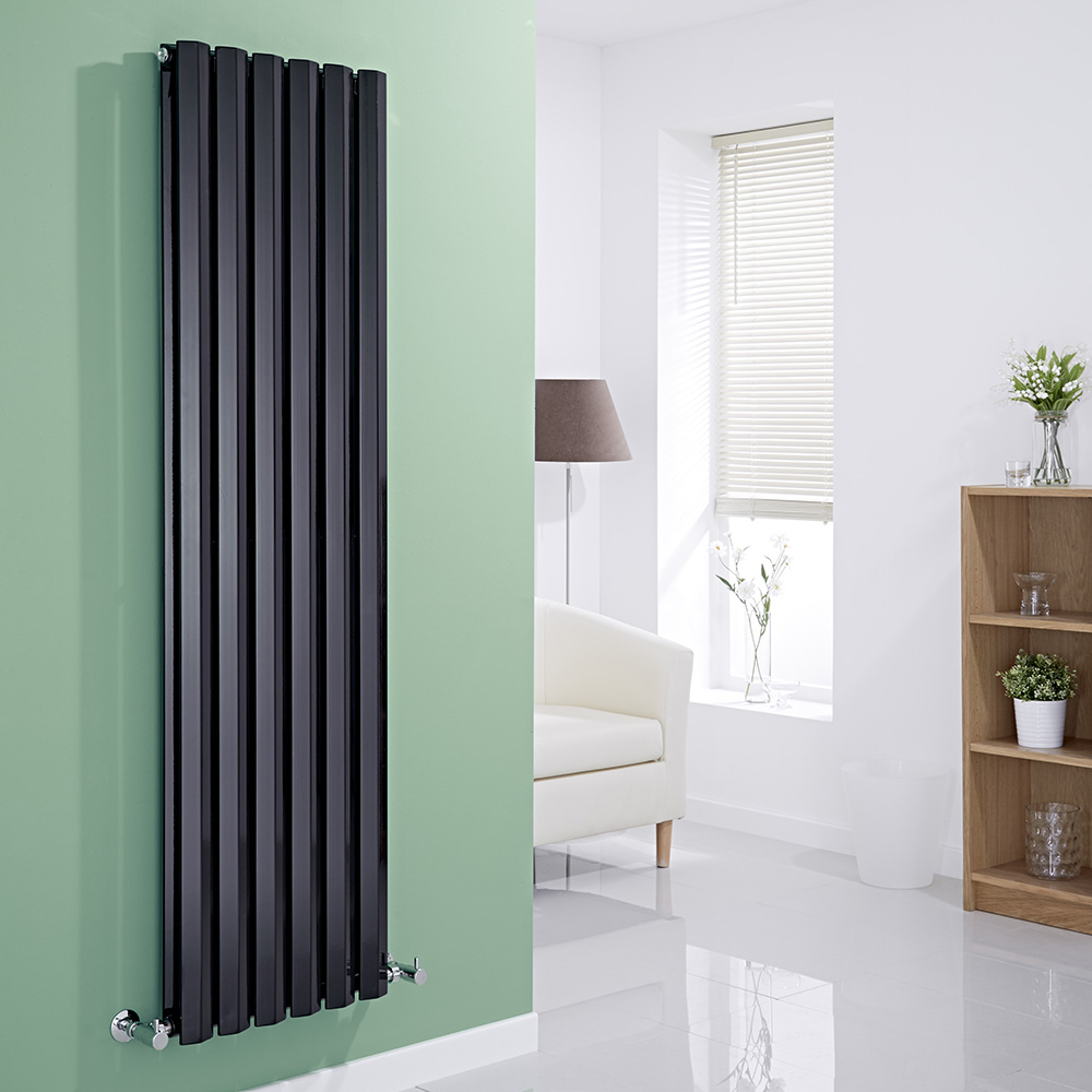 Milano Viti - Black Vertical Diamond Double Panel Designer Radiator 1600mm x 420mm