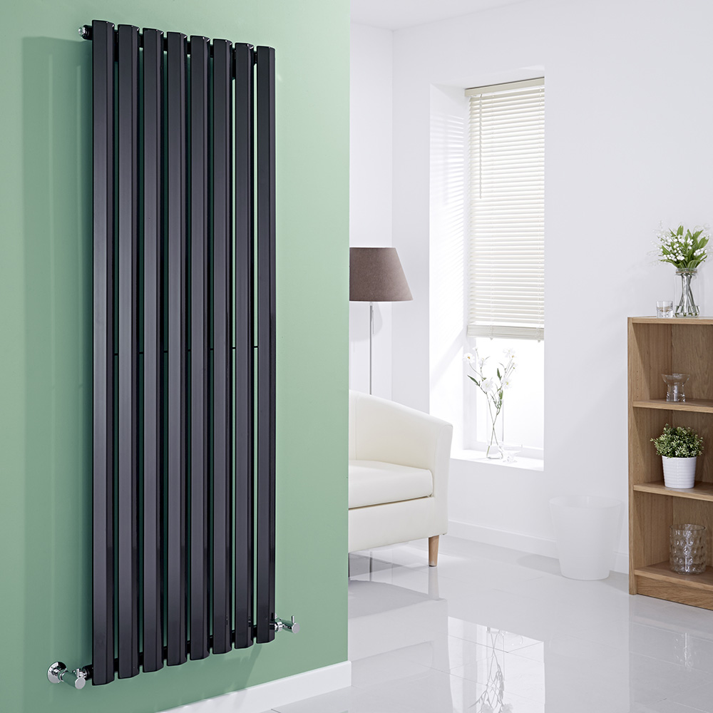 Milano Viti - Black Vertical Diamond Panel Designer Radiator 1600mm x 560mm