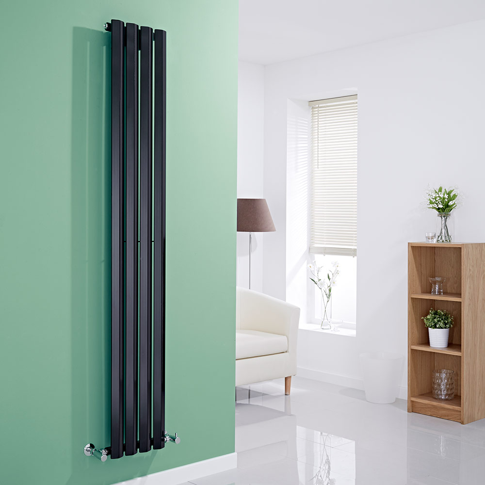 Milano Viti - Black Vertical Diamond Panel Designer Radiator 1780mm x 280mm