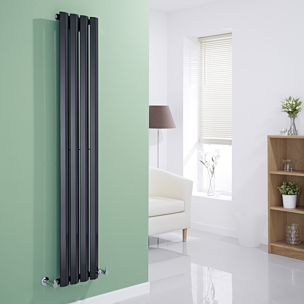 Milano Viti - Black Vertical Diamond Panel Designer Radiator 1600mm x 280mm