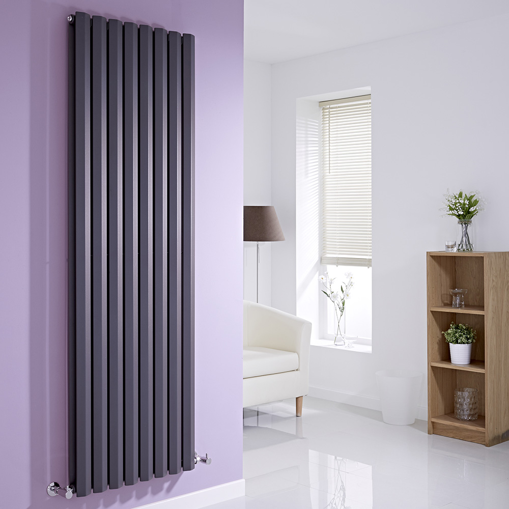 Milano Viti - Anthracite Vertical Diamond Double Panel Designer Radiator 1780mm x 560mm
