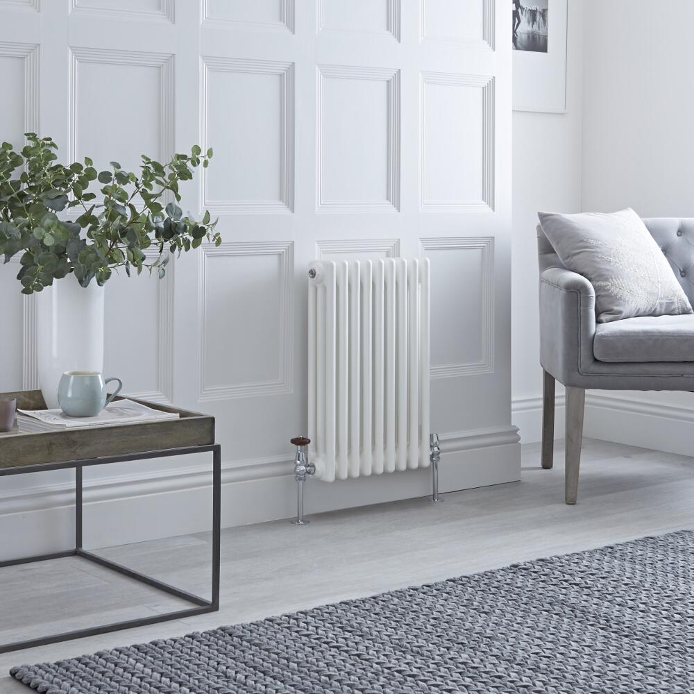 Milano Windsor - Horizontal Triple Column White Traditional Cast Iron Style Radiator - 600mm x 425mm