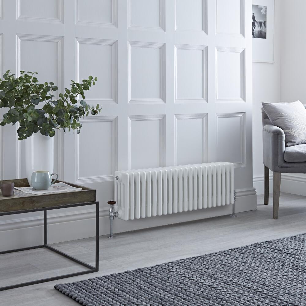 Milano Windsor - Horizontal Four Column White Traditional Cast Iron Style Radiator - 300mm x 1010mm