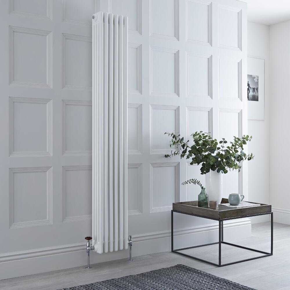Milano Windsor - Vertical Four Column White Traditional Cast Iron Style Radiator - 1800mm x 290mm