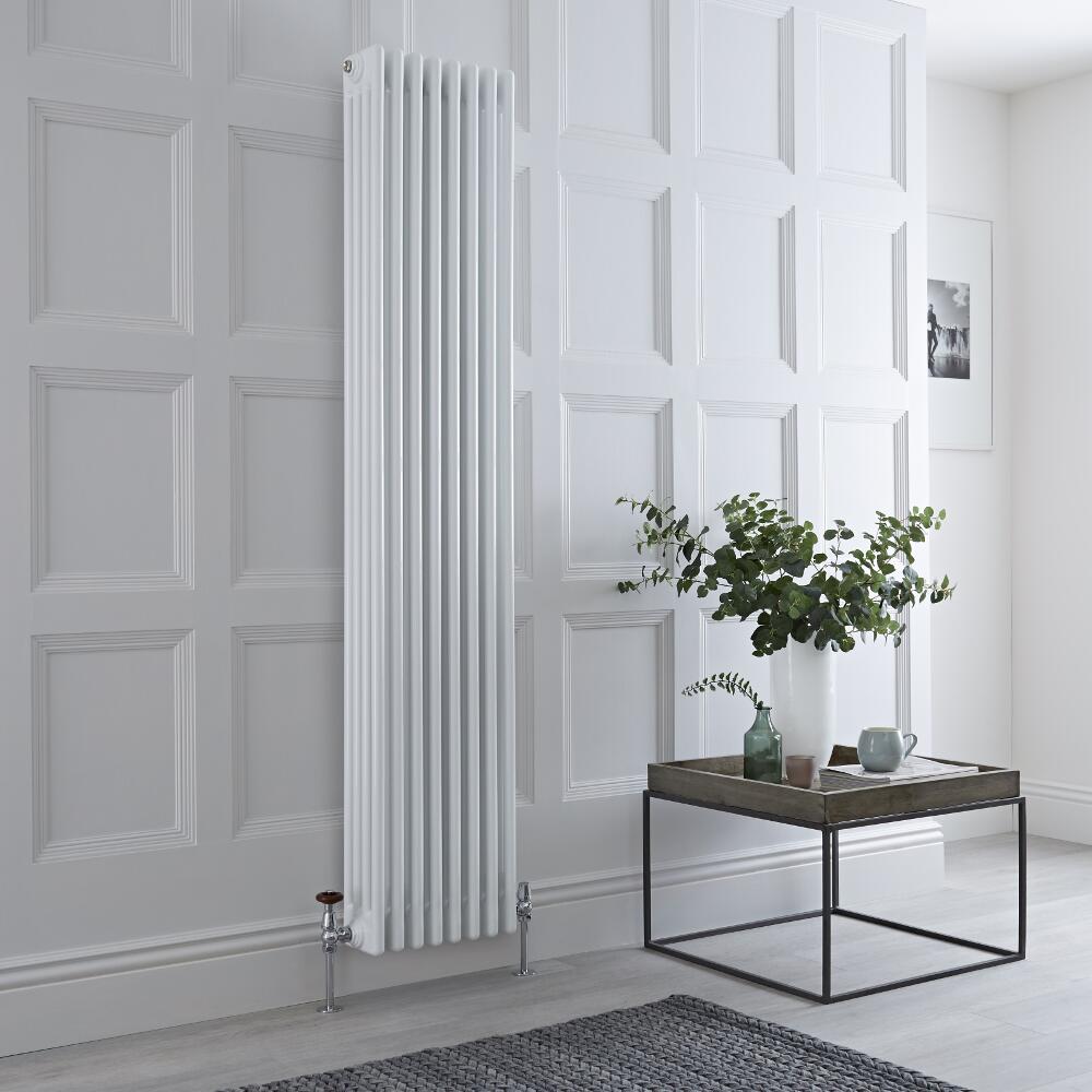 Milano Windsor - Vertical Four Column White Traditional Cast Iron Style Radiator - 1800mm x 380mm