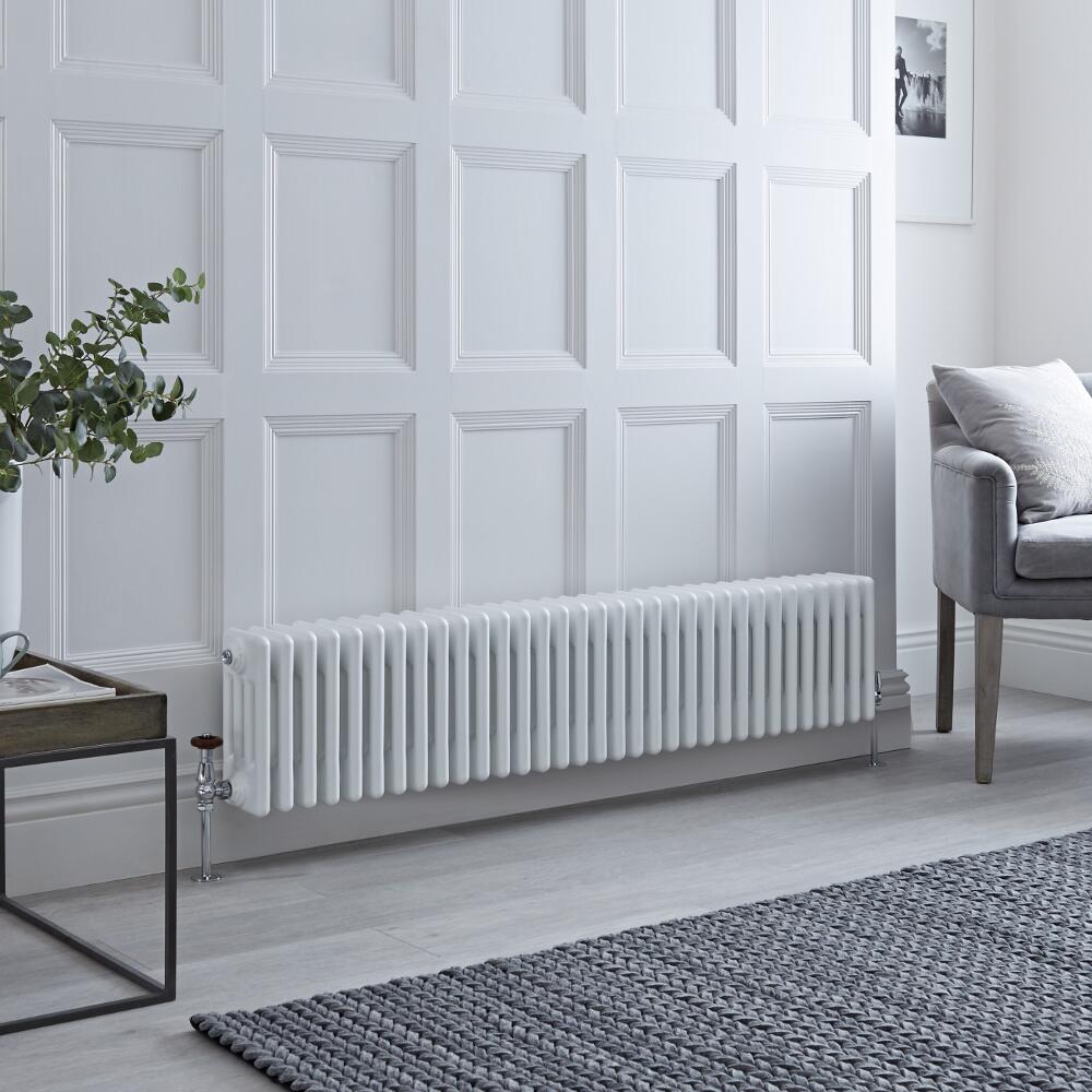 Milano Windsor - Horizontal Four Column White Traditional Cast Iron Style Radiator - 300mm x 1505mm