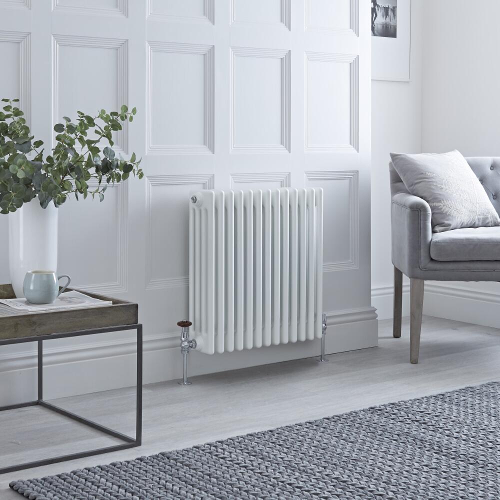 Milano Windsor - Horizontal Four Column White Traditional Cast Iron Style Radiator - 600mm x 605mm