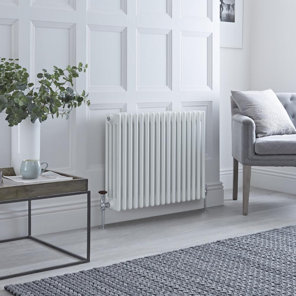 Milano Windsor - Horizontal Four Column White Traditional Cast Iron Style Radiator - 600mm x 785mm