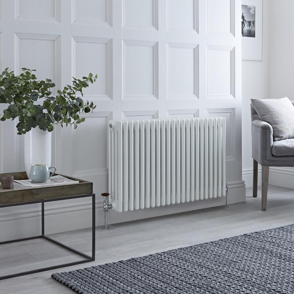 Milano Windsor - Horizontal Four Column White Traditional Cast Iron Style Radiator - 600mm x 1010mm