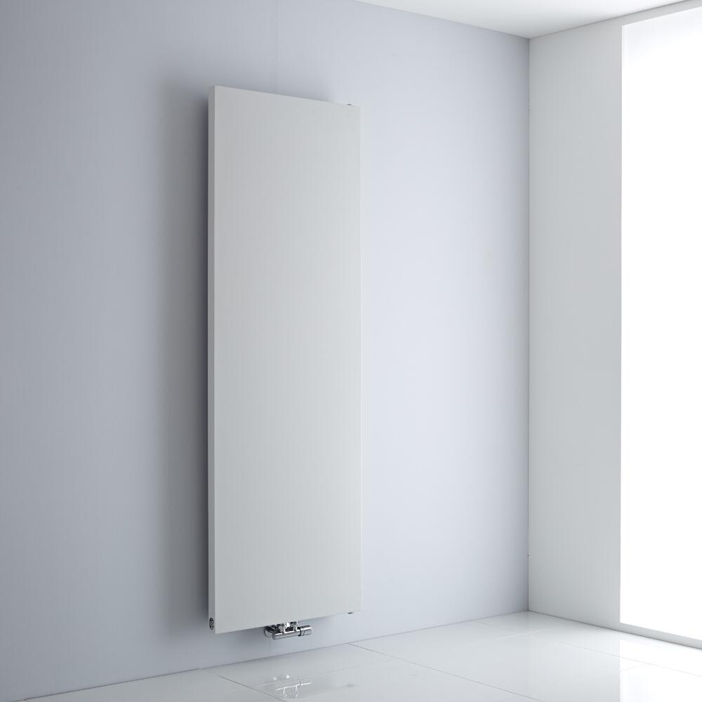 Milano Riso - White Flat Panel Central Inlet Vertical Designer Radiator 1800mm x 600mm