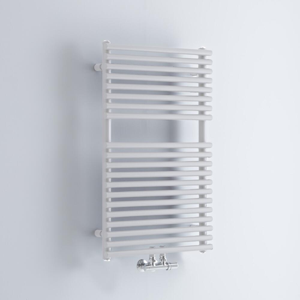 Milano Via - White Bar on Bar Central Connection Heated Towel Rail 837mm x 500mm