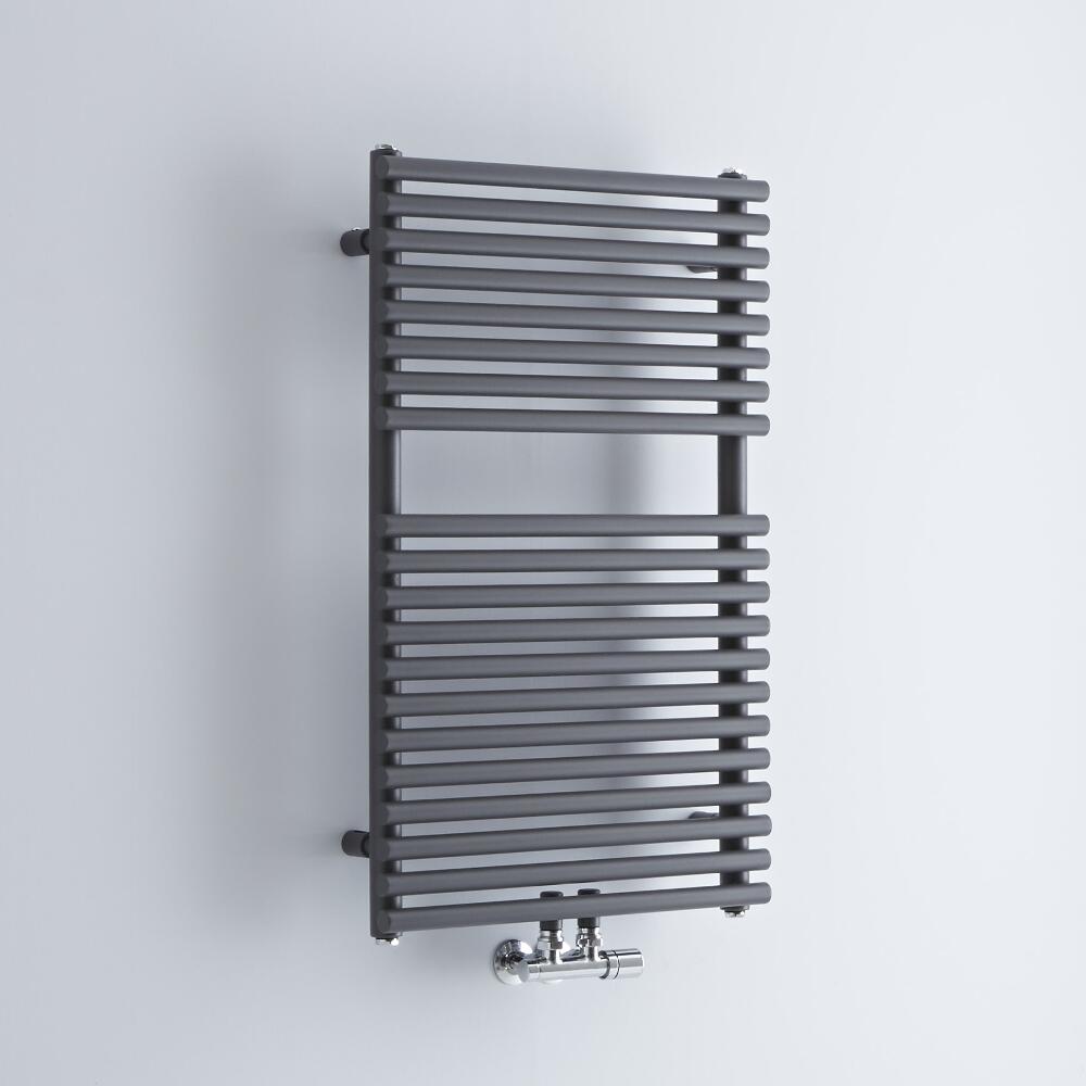 Milano Via - Anthracite Bar on Bar Central Connection Heated Towel Rail 837mm x 500mm